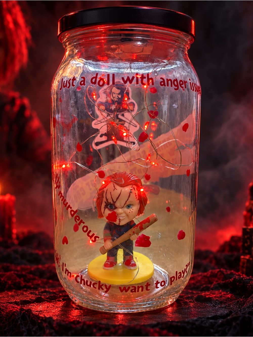 Handcrafted Chucky Light-Up Horror Jar